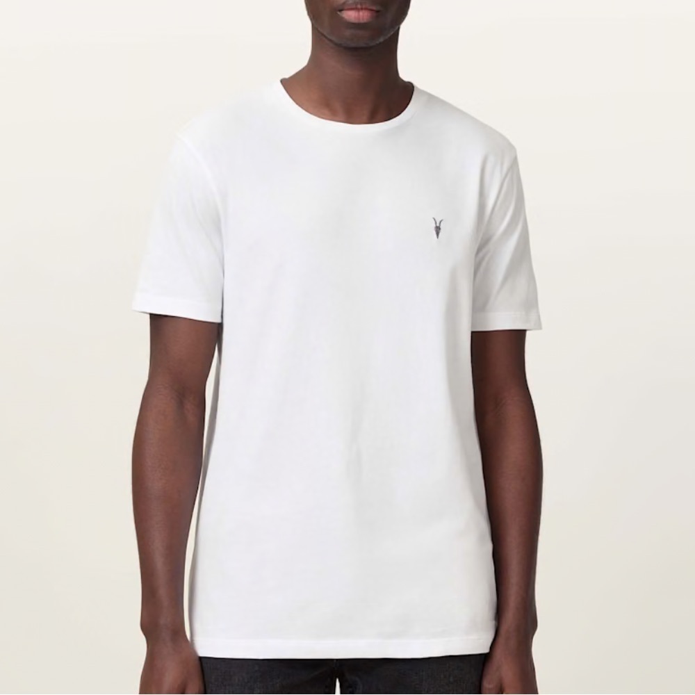 All Saints Brace Cotton Crew Neck Tshirt in White Size Large